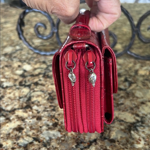 Brighton Red Embossed Clutch with Silver Accent - Picture 4 of 12